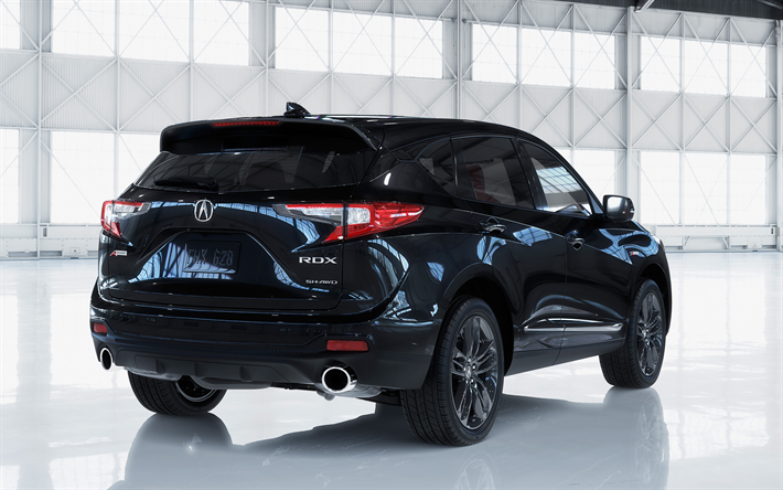 Acura RDX, 2019, 4k, el SUV de lujo, exterior, vista posterior, negro nuevo RDX, los coches Japoneses, Acura