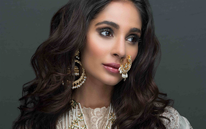 Alankrita Sahai, Miss Diva Jorden 2014, portr&#228;tt, ansikte, traditionella Indiska prydnad f&#246;r n&#228;san, Indiska sk&#229;despelare, Bollywood, fotosessionen