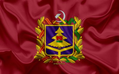 Flag of Bryansk Oblast, 4k, silk flag, Federal subjects of Russia, Bryansk Oblast flag, Russia, silk texture, Bryansk Oblast, Russian Federation