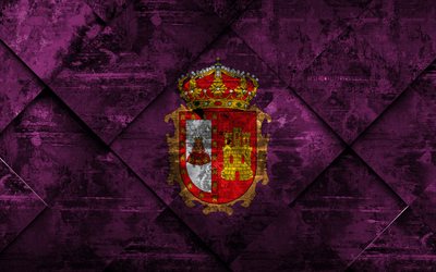 flagge von burgos, 4k, grunge, kunst, rhombus grunge-textur, spanischen provinz burgos flagge, spanien, nationale symbole, burgos, provinzen von spanien