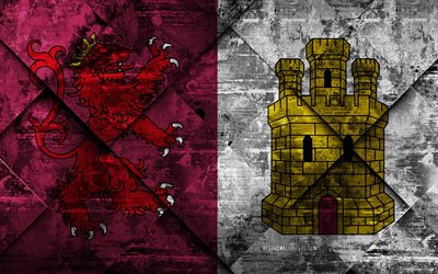 flagge von caceres, 4k, grunge, kunst, rhombus grunge-textur, spanische provinz c&#225;ceres flagge, spanien, nationale symbole, caceres, provinzen von spanien
