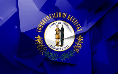 4k, Flag of Kentucky, geometric art, american states, Kentucky flag, creative, Kentucky, administrative districts, Kentucky 3D flag, United States of America, North America, USA