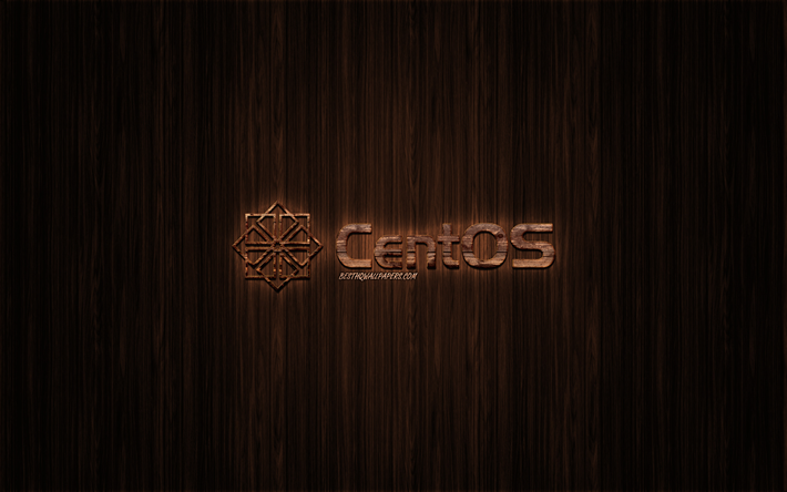 CentOS logo, wooden logo, wooden background, CentOS, emblem, brands, wooden art