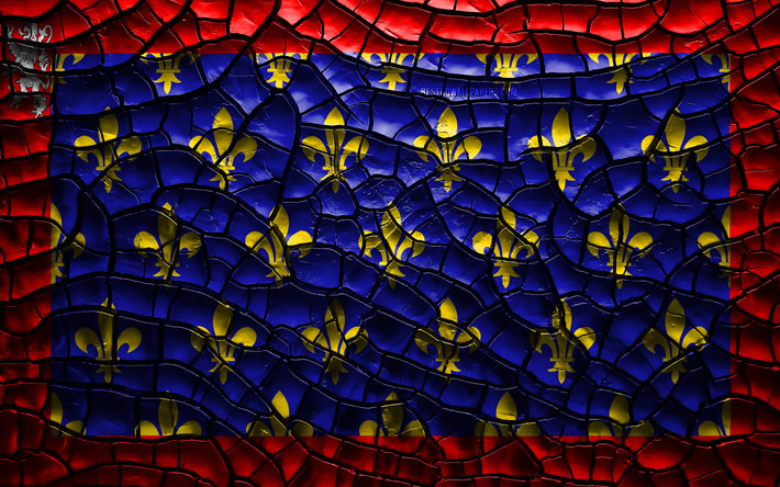Flag of Maine, 4k, french provinces, cracked soil, France, Maine flag, 3D art, Maine, Provinces of France, administrative districts, Maine 3D flag, Europe