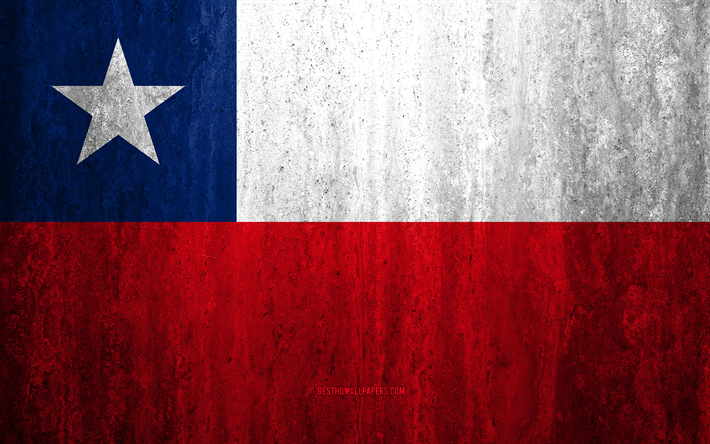 Flag of Chile, 4k, stone background, grunge flag, South America, Chile flag, grunge art, national symbols, Chile, stone texture
