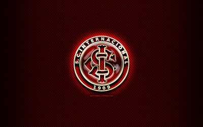SC Internacional, glass logo, red rhombic background, Brazilian Seria A, soccer, brazilian football club, creative, Internacional logo, football, Internacional FC, Brazil
