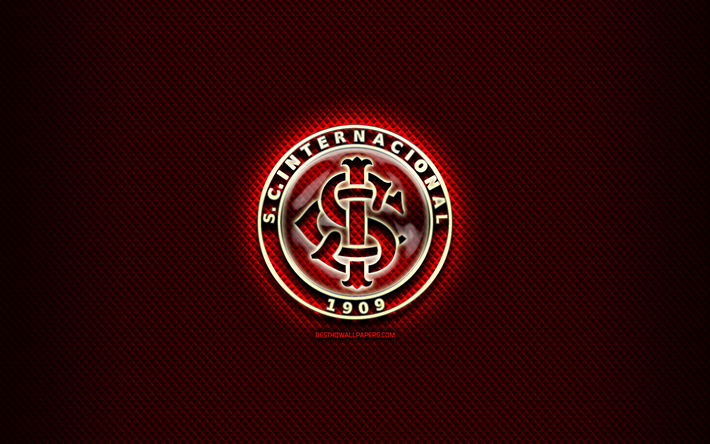 SC Internacional, logo di vetro, rosso rombico sfondo, Brasiliano di Serie A, il calcio, il calcio brasiliano club, creativo, Internacional logo, calcio, Internazionale FC, Brasile