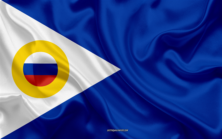 Bandera de Chukotka, 4k, bandera de seda, Federales sujetos de Rusia, Chukotka bandera de Rusia, de seda, de textura, de Chukotka Aut&#243;noma Okrug, rusia, Federaci&#243;n de