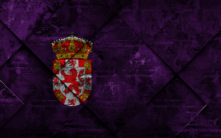 Flag of Cordoba, 4k, grunge art, rhombus grunge texture, spanish province, Cordoba flag, Spain, national symbols, Cordoba, provinces of Spain, creative art