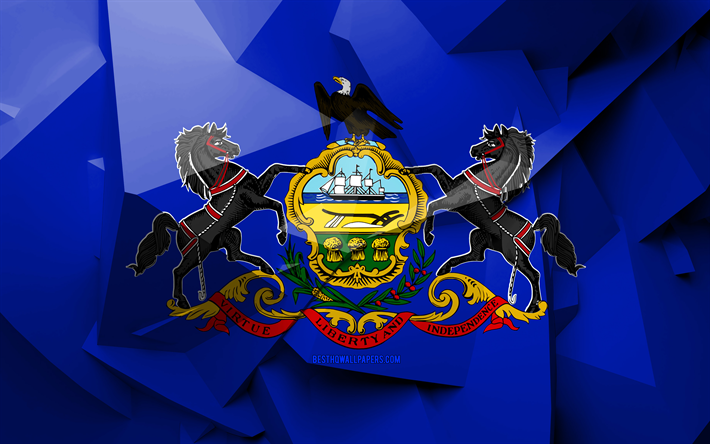 4k, le Drapeau de la Pennsylvanie, de l&#39;art g&#233;om&#233;trique, &#233;tats am&#233;ricains, de la Pennsylvanie, du drapeau, de la cr&#233;ativit&#233;, districts administratifs couches, Pennsylvanie 3D drapeau, &#201;tats-unis d&#39;Am&#233;rique, 