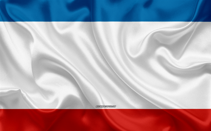 Flagga av Krim, 4k, silk flag, autonoma republiken, Krim flagga, siden konsistens, Krim