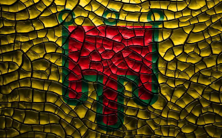 Flag of Auvergne, 4k, french provinces, cracked soil, France, Auvergne flag, 3D art, Auvergne, Provinces of France, administrative districts, Auvergne 3D flag, Europe