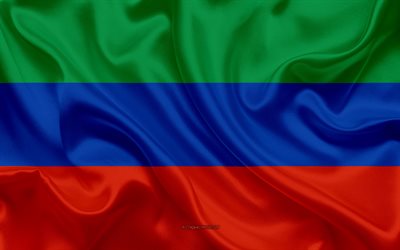 Flag of Dagestan, 4k, silk flag, Federal subjects of Russia, Dagestan flag, Russia, silk texture, Dagestan Republic, Russian Federation