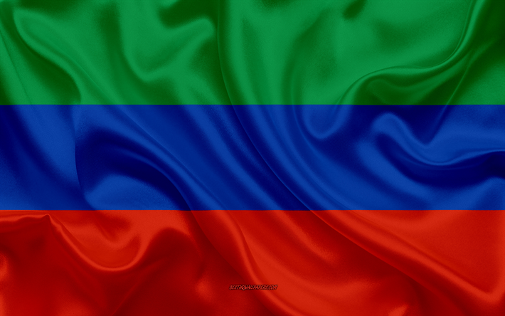flagge von dagestan, 4k, seide flagge, f&#246;deralen subjekten von russland, dagestan flagge, russland, seide textur, republik dagestan, russische f&#246;deration