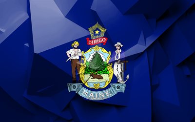 4k, Bandiera del Maine, arte geometrica, stati uniti, Maine, bandiera, creativo, i distretti amministrativi, Maine 3D, Stati Uniti d&#39;America, Nord America, USA