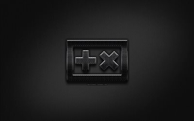 Martin Garrix siyah logo, m&#252;zik yıldızları, yaratıcı, metal ızgara arka plan, Martin Garrix logo, marka, Martin Garrix