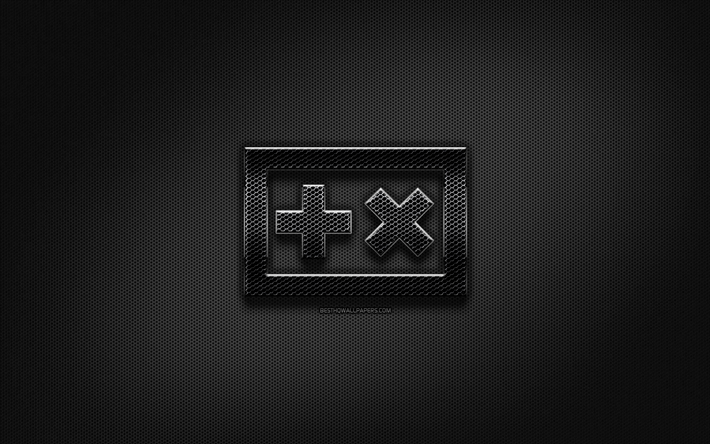 Martin Garrix siyah logo, m&#252;zik yıldızları, yaratıcı, metal ızgara arka plan, Martin Garrix logo, marka, Martin Garrix