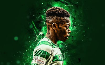 Karamoko Dembele, english footballers, Celtic FC, artwork, soccer, Scottish Premiership, Karamoko Kader Dembele, football, neon lights