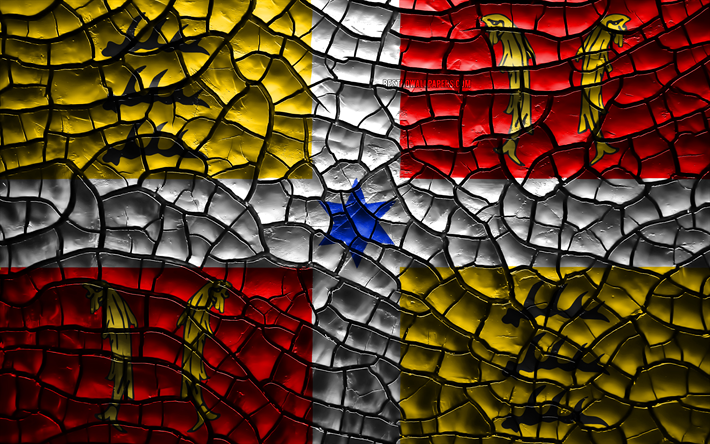 Flag of Montbeliard, 4k, french provinces, cracked soil, France, Montbeliard flag, 3D art, Montbeliard, Provinces of France, administrative districts, Montbeliard 3D flag, Europe