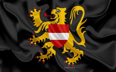 Flag of Flemish Brabant, 4k, silk flag, Belgian province, silk texture, Flemish Brabant flag, Belgium, Flemish Brabant, Provinces of Belgium