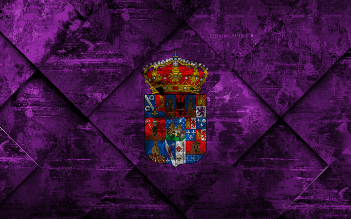 Bandiera di Guadalajara, 4k, grunge, arte, rombo grunge, texture, spagnolo provincia di Guadalajara bandiera, Spagna, simboli nazionali, Guadalajara, province di Spagna, arte creativa