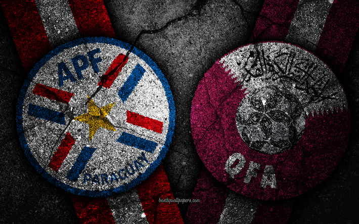 Paraguay vs Qatar, 2019 Copa America, B-Ryhm&#228;n, luova, grunge, Copa America 2019 Brasilia, Paraguayn Maajoukkueen, Qatar Maajoukkue, Conmebol