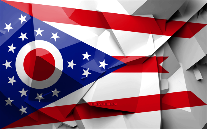 4k, Flagga av Ohio, geometriska art, usa, Ohio flagga, kreativa, Ohio, administrativa distrikt, Ohio 3D-flagga, F&#246;renta Staterna, Nordamerika, USA