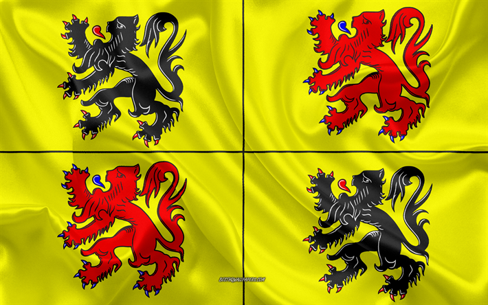 Bandiera di Hainaut, 4k, seta, bandiera, provincia Belga, texture, Hainaut bandiera, Belgio, Hainaut Province del Belgio