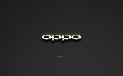 Oppo logo, steel logo, brands, steel art, gray stone background, creative art, Oppo, emblems