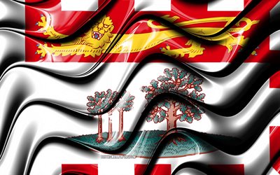Prince Edward Island flag, 4k, Provinces of Canada, administrative districts, Flag of Prince Edward Island, 3D art, Prince Edward Island, canadian provinces, Prince Edward Island 3D flag, Canada, North America