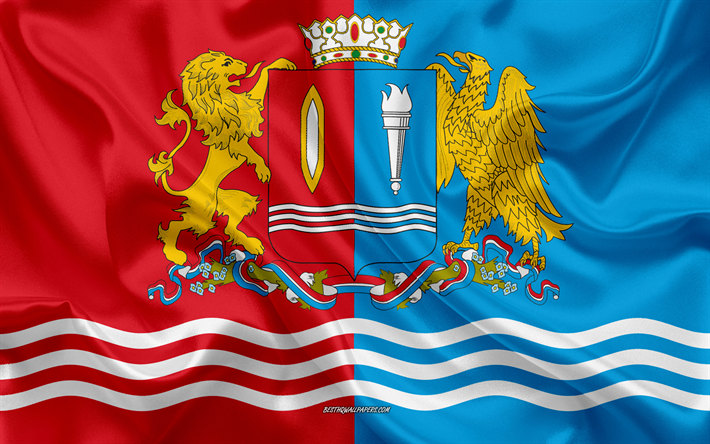 Flaggan i Irkutsk Oblast, 4k, silk flag, Federala distrikten i Ryssland, Irkutsk Oblast flagga, Ryssland, siden konsistens, Irkutsk Oblast, Ryska Federationen