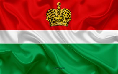 Bandiera dell&#39;Oblast &#39;di Kaluga, 4k, seta, bandiera, soggetti Federali della Russia, Oblast &#39;di Kaluga bandiera, Russia, texture, Kaluga Oblast&#39;, Federazione russa