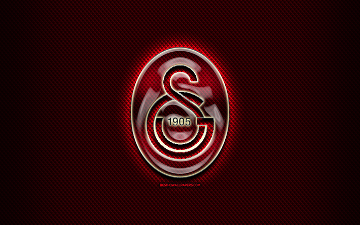 O Galatasaray FC, vidro logotipo, Super Liga, roxo rhombic de fundo, futebol, turco futebol clube, O Galatasaray logotipo, criativo, O Galatasaray SK, A turquia