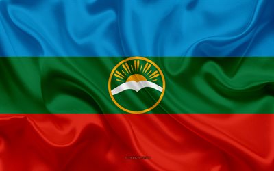 Flag of Karachay-Cherkessia, 4k, silk flag, Federal subjects of Russia, Karachay-Cherkessia flag, Russia, silk texture, Karachay-Cherkessia Republic, Russian Federation
