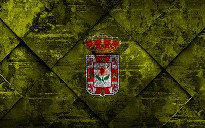 Flaggan i Granada, 4k, grunge konst, rhombus grunge textur, spanska provinsen, Granada flagga, Spanien, nationella symboler, Granada, provinserna i Spanien, kreativ konst