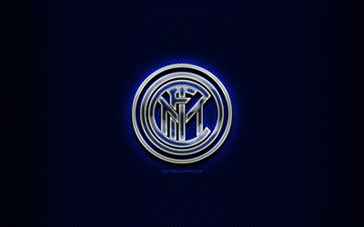 Internationella FC, glas logotyp, bl&#229; bakgrund rombiska, Serie A, fotboll, italiensk fotboll club, Internationella logotyp, kreativa, Inter Milan FC, Italien