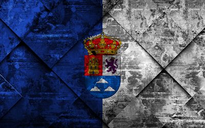 Bandiera di Las Palmas, 4k, grunge, arte, rombo grunge, texture, spagnolo provincia di Las Palmas, bandiera, Spagna, simboli nazionali, Las Palmas, province di Spagna, arte creativa