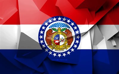 4k, Flag of Missouri, geometric art, american states, Missouri flag, creative, Missouri, administrative districts, Missouri 3D flag, United States of America, North America, USA