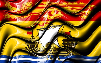 New Brunswick flag, 4k, Provinces of Canada, administrative districts, Flag of New Brunswick, 3D art, New Brunswick, canadian provinces, New Brunswick 3D flag, Canada, North America