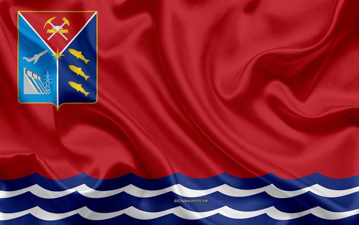 Flagga Magadan Oblast, 4k, silk flag, Federala distrikten i Ryssland, Magadan Oblast flagga, Ryssland, siden konsistens, Magadan Oblast, Ryska Federationen