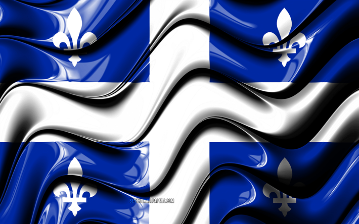 Quebec lippu, 4k, Kanadan maakunnista, hallintoalueet, Lipun Quebec, 3D art, Quebec, kanadan provinssit, Quebec 3D flag, Kanada, Pohjois-Amerikassa