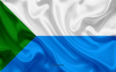 Flag of Khabarovsk Krai, 4k, silk flag, Federal subjects of Russia, Khabarovsk Krai flag, Russia, silk texture, Khabarovsk Krai, Russian Federation