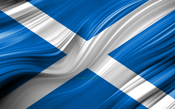 4k, Skotlannin lippu, Euroopan maissa, 3D-aallot, kansalliset symbolit, Skotlanti 3D flag, art, Euroopassa, Skotlanti