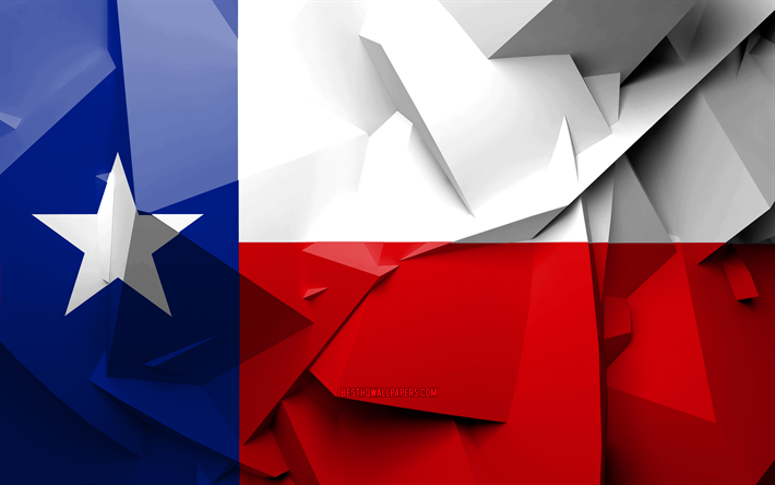 4k, Lippu Texas, geometrinen taide, amerikan valtioiden, Texas lippu, luova, Texas, hallintoalueet, Texas 3D flag, Yhdysvallat, Pohjois-Amerikassa, USA