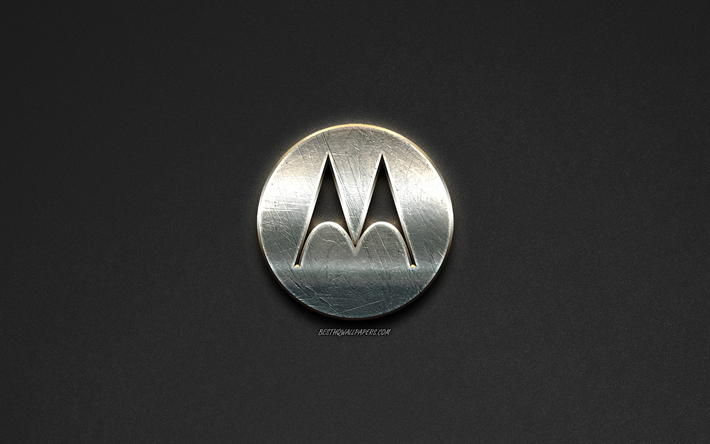 Motorola logotyp, st&#229;l logotyp, varum&#228;rken, st&#229;l art, gr&#229; sten bakgrund, kreativ konst, Motorola, emblem