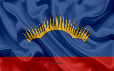 Flag of Murmansk Oblast, 4k, silk flag, Federal subjects of Russia, Murmansk Oblast flag, Russia, silk texture, Murmansk Oblast, Russian Federation