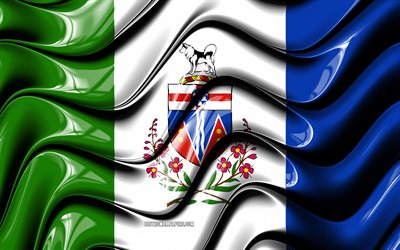 Yukon bandiera, 4k, le Province del Canada, i distretti amministrativi, Bandiera di Yukon, 3D arte, Yukon, canadian province, Yukon 3D, bandiera, Canada, Nord America