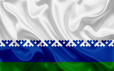 旗のNenets自律Okrug, 4k, 絹の旗を, 連邦科目ロシア, Nenets自律Okrugフラグ, ロシア, シルクの質感, Nenets自律Okrug, ロシア連邦