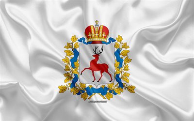 Flaggan i Nizjnij Novgorod Oblast, 4k, silk flag, Federala distrikten i Ryssland, Nizjnij Novgorod Oblast flagga, Ryssland, siden konsistens, Nizjnij Novgorod Oblast, Ryska Federationen