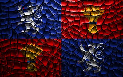 Flag of Guyenne, 4k, french provinces, cracked soil, France, Guyenne flag, 3D art, Guyenne, Provinces of France, administrative districts, Guyenne 3D flag, Europe
